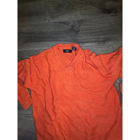 Callaway Sweater Orange Long sleeve All Wool Blend Sz Small - Picture 3 of 8